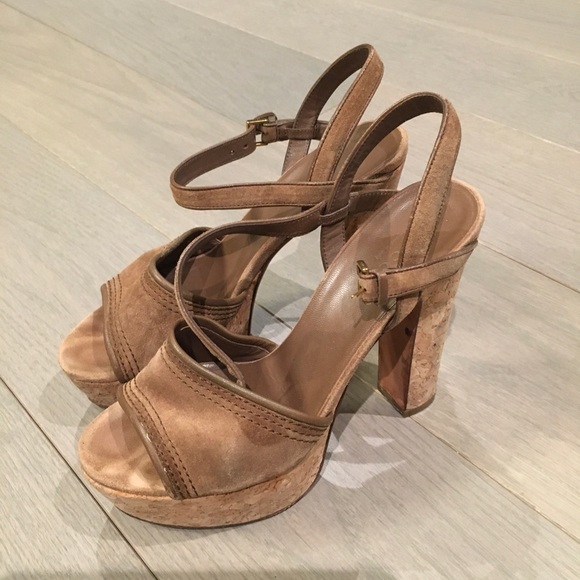 Gucci Brown Danielle Suede Cork Platform - Picture 1 of 7
